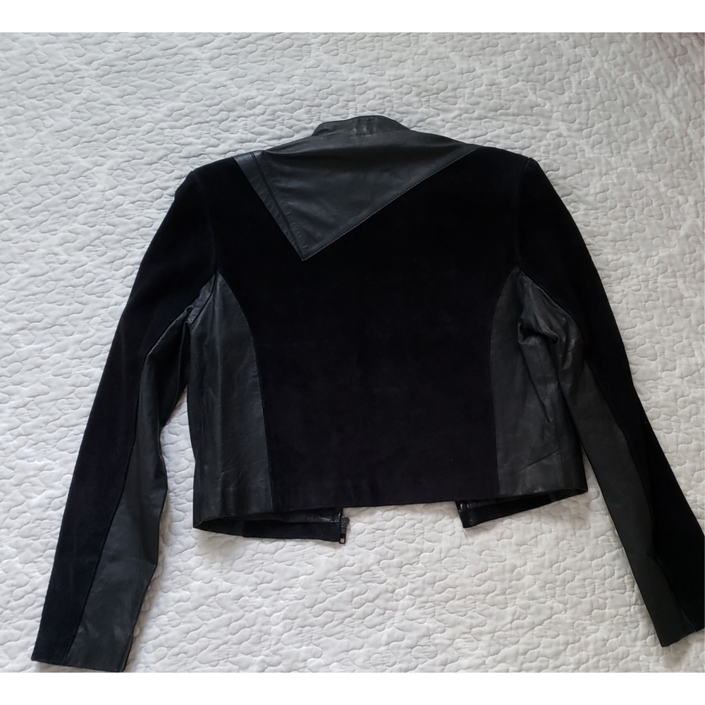 Wilson's  Black Leather/suede  1980's Moto Funk style waist jacket - Picture 10 of 15